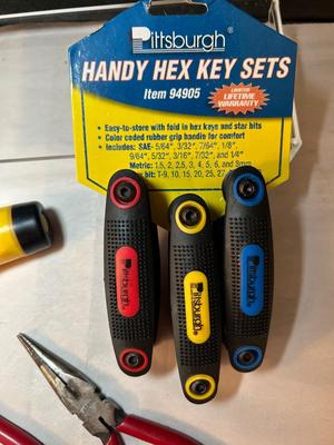 Setof 3 Hex Key Sets, Pr of Pliers, Screwdriver