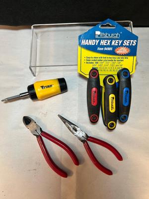 Setof 3 Hex Key Sets, Pr of Pliers, Screwdriver