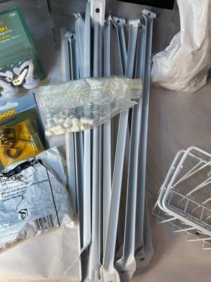 Lot 63. ClosetMaid Parts, Ceiling Hooks and Hanging Racks