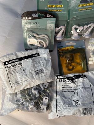 Lot 63. ClosetMaid Parts, Ceiling Hooks and Hanging Racks