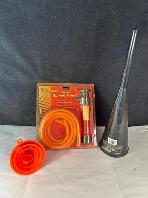 Lot 96. Siphon Pump and Funnels