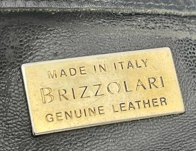 Oversized Black Brizzolari Genuine Leather Purse with Shoulder Strap