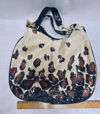 Betsey Johnson Leopard Print Sequined Hob Shoulder Bag