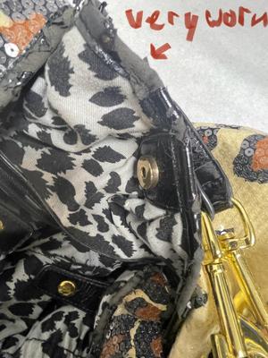 Betsey Johnson Leopard Print Sequined Hob Shoulder Bag