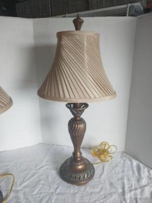 TWO MATCHING METAL BASED TABLE LAMPS WITH SHADES