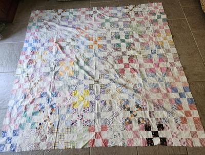 Vintage 9 patch quilt top