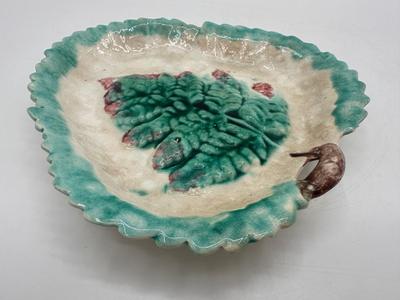 Vintage MAJOLICA Fern Leaf Dish (See Details)