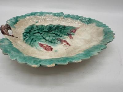 Vintage MAJOLICA Fern Leaf Dish (See Details)