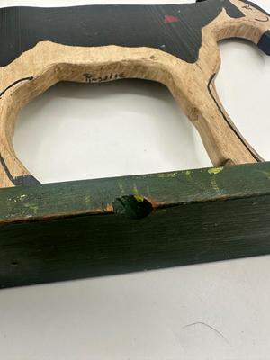 Signed Folk Art Wooden Goat
