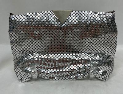 Vintage Silver Sequin Evening Bag with Crossbody Strap