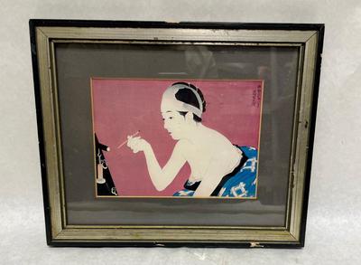 Framed Art: Copy of The Eyebrow Pencil (1928) by Ito Shinsui