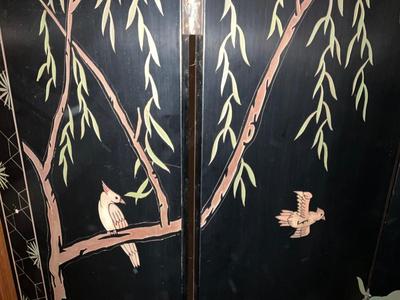 Vintage Chinese Black Lacquered beautifully carved room divider