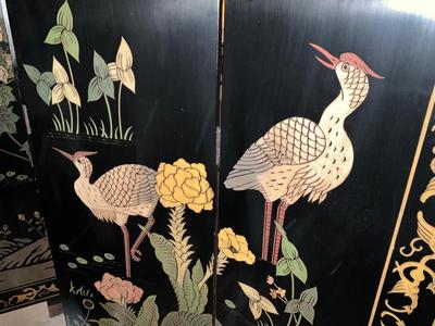 Vintage Chinese Black Lacquered beautifully carved room divider