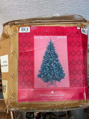 Lot 153. Lighted Artificial Christmas Tree 7.5 ft