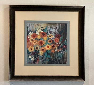 Flowered picture with black frame