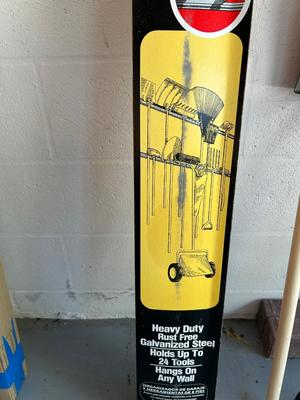 Lot 155. Garage Tool Organizer and Lawn Implements