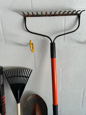 Lot 155. Garage Tool Organizer and Lawn Implements