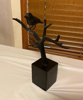 Bird on a Branch, cast iron on granite base