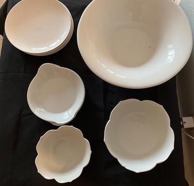 White plates, bowls