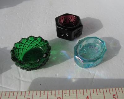 3 Older Mosser Glass Colored Salt Dips