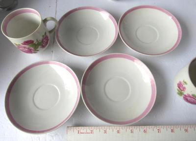4 Vintage Bavarian China Roses Cup and Saucer Sets