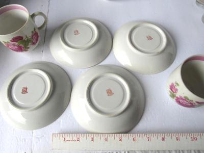 4 Vintage Bavarian China Roses Cup and Saucer Sets