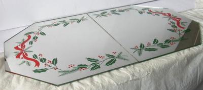 Christmas Theme Mirror Tile Table Runner In Box, Extra Piece