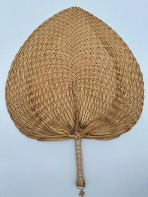 Two Vintage Handwoven Straw Handheld Fans (2)