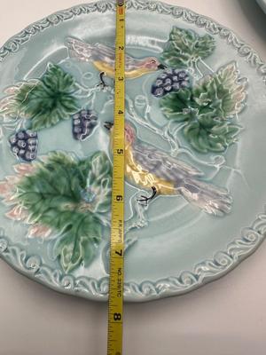 MAJOLICA Zell Brothers Platter & Five Plates (6 total)