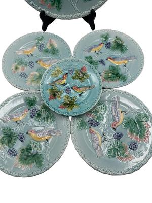 MAJOLICA Zell Brothers Platter & Five Plates (6 total)