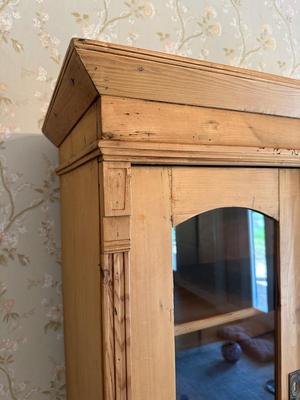Vintage Pine Buffet and Hutch Display Cabinet