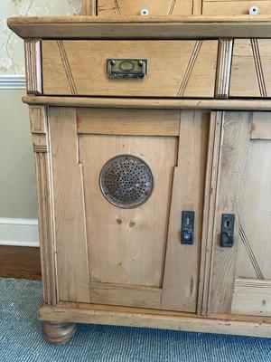 Vintage Pine Buffet and Hutch Display Cabinet