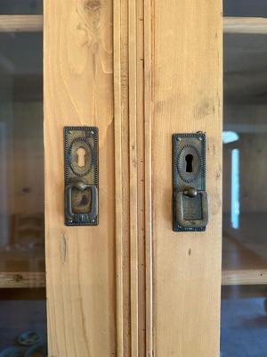 Vintage Pine Buffet and Hutch Display Cabinet