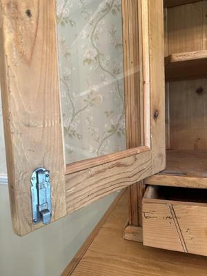 Vintage Pine Buffet and Hutch Display Cabinet
