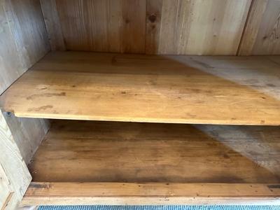 Vintage Pine Buffet and Hutch Display Cabinet