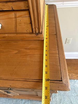 Vintage Pine Buffet and Hutch Display Cabinet