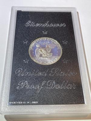 1973-S Proof Eisenhower Silver Dollar in Original Government Holder (No Brown Outer Box).
