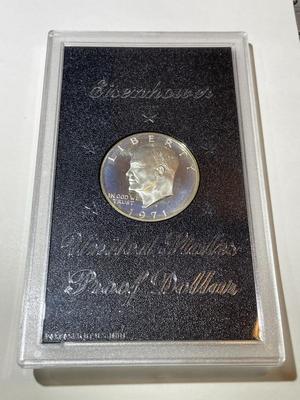 1971-S Proof Eisenhower Silver Dollar Doubled Die Obverse (DDO) in Original Government Holder (No Brown Outer Box).