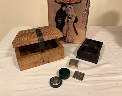 Beautifully hand carved jewelry boxes, platter