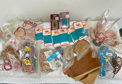 Leather Craft Supplies Lot - Many Suede Lace pieces lots of colors, leather remnants, etc