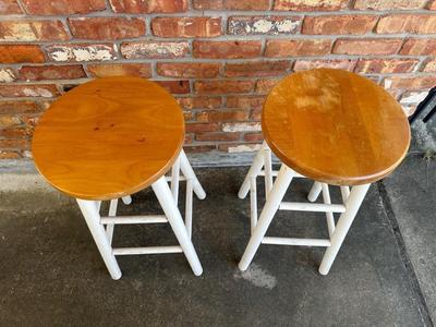 Two Solid Wood Barstools