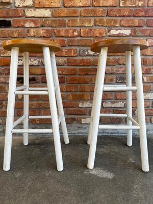 Two Solid Wood Barstools