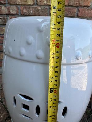 Two Ceramic White Garden Stools
