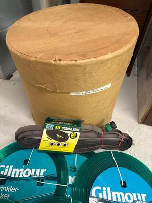 Soaker hose in a bin