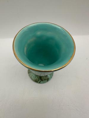 Mid-Century Modern DELFT Marbled Glaze Gilt Accented Mini Vase