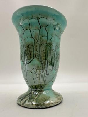 Mid-Century Modern DELFT Marbled Glaze Gilt Accented Mini Vase