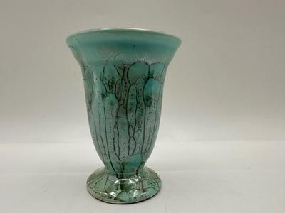 Mid-Century Modern DELFT Marbled Glaze Gilt Accented Mini Vase