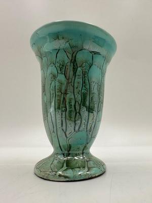 Mid-Century Modern DELFT Marbled Glaze Gilt Accented Mini Vase