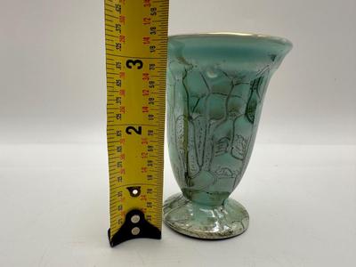 Mid-Century Modern DELFT Marbled Glaze Gilt Accented Mini Vase