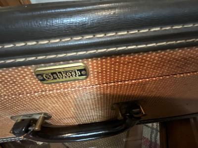 Vintage suitcase, hats, portrait picture, hardanger picture